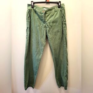 CAbi Women's Size 4 Green Mid Rise Cropped Casual Cotton Pants Style #820